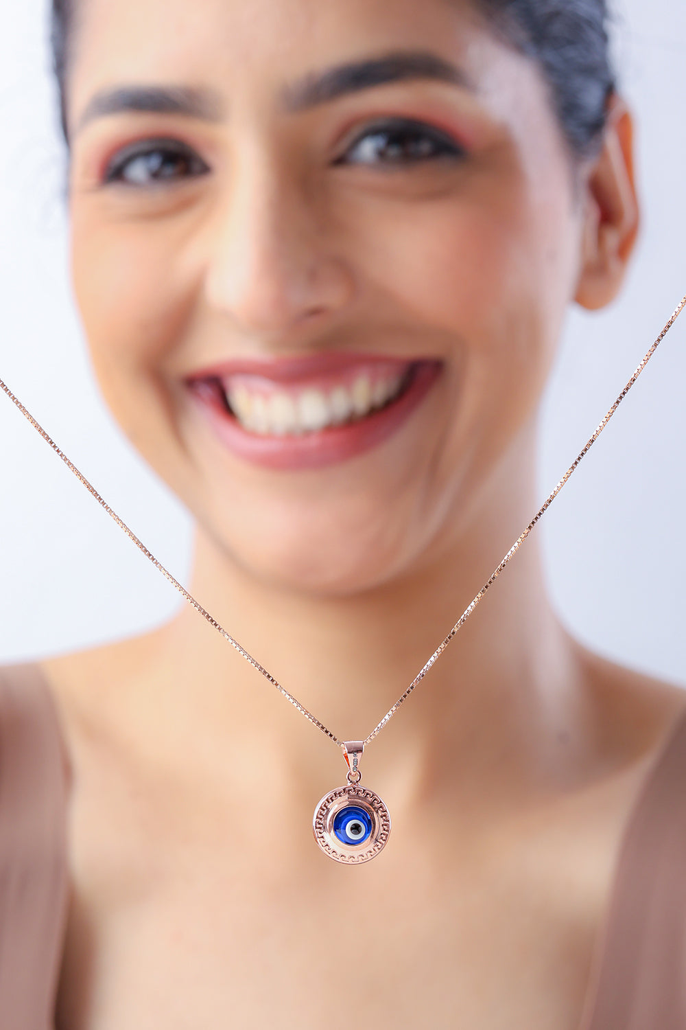 Silver Mozo Evil Eye Pendant (Rosegold)