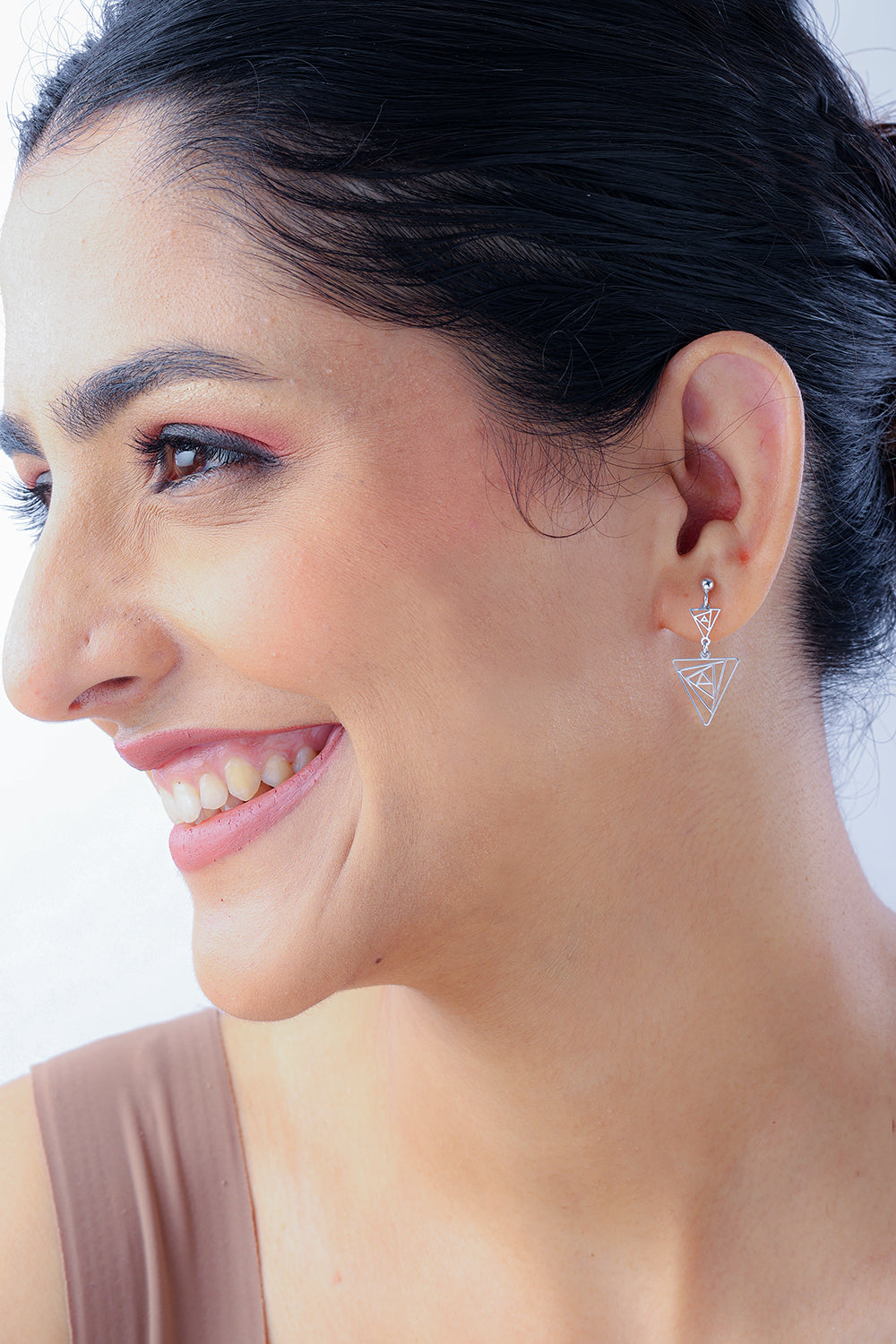 Silver Trinagle Hanging Earrings