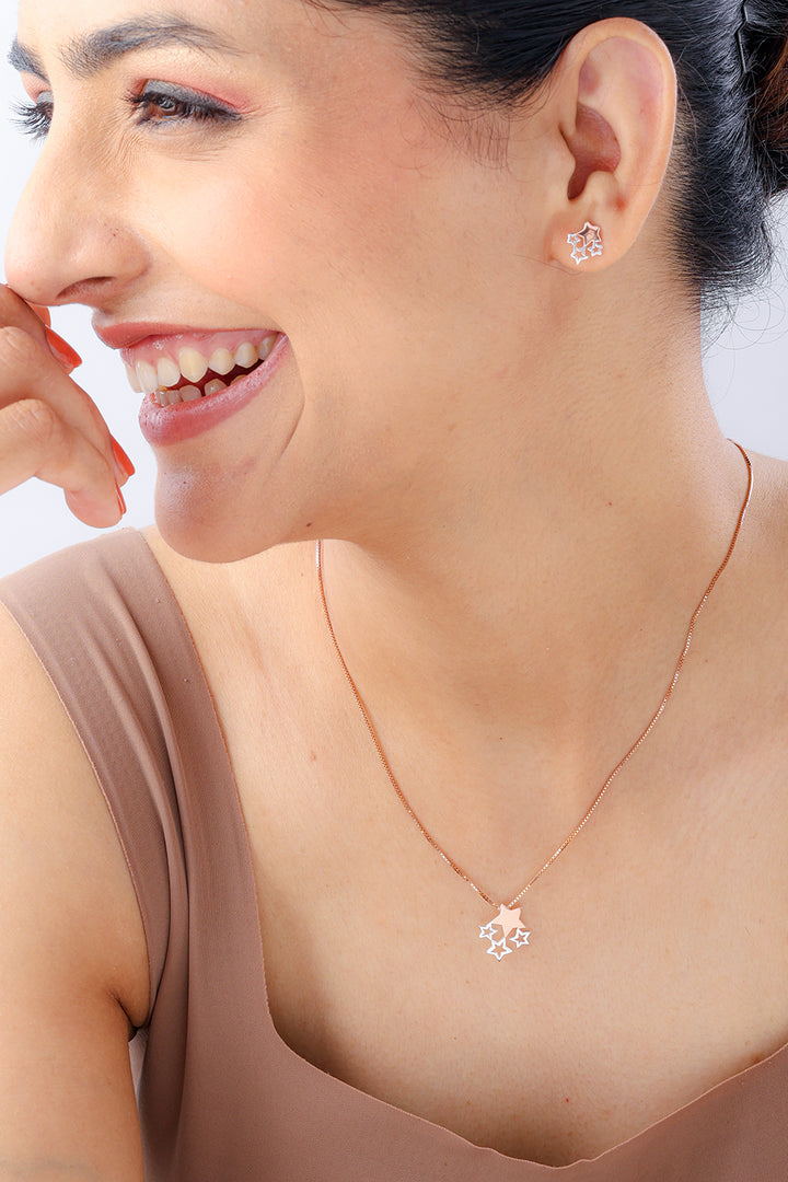 Silver Stars Pendant Set (Rosegold)