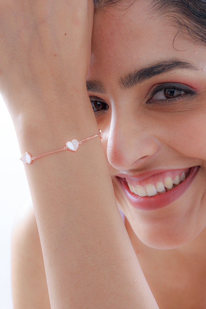 Silver Heart Bracelet (Rosegold)