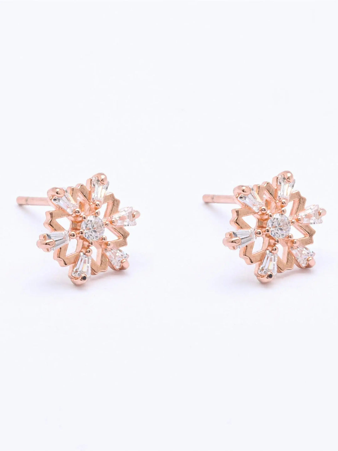 Star Rosy Silver Stud Earrings