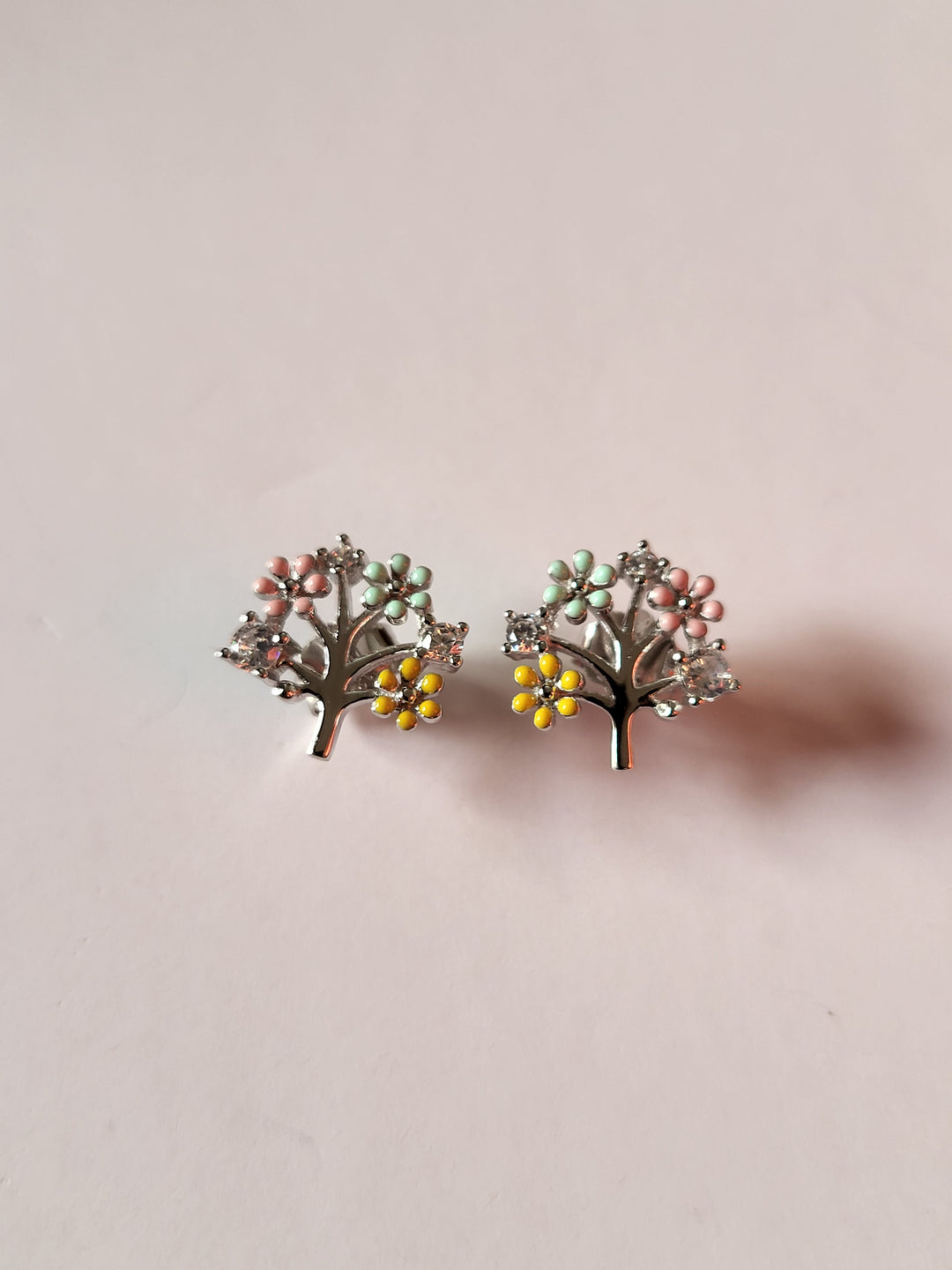 Silver Rainbow Tree Earrings
