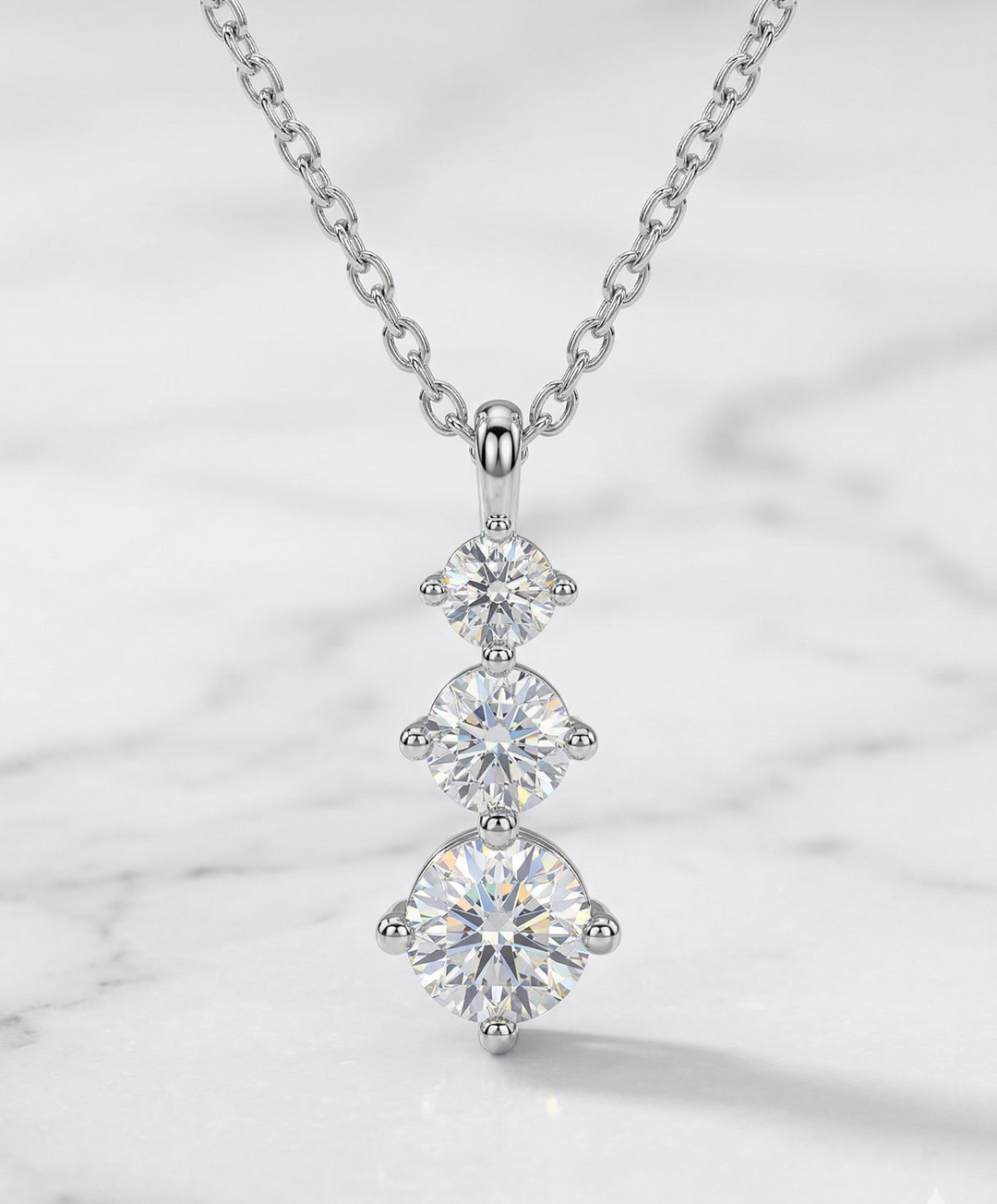 Silver Three Solitaire Pendant