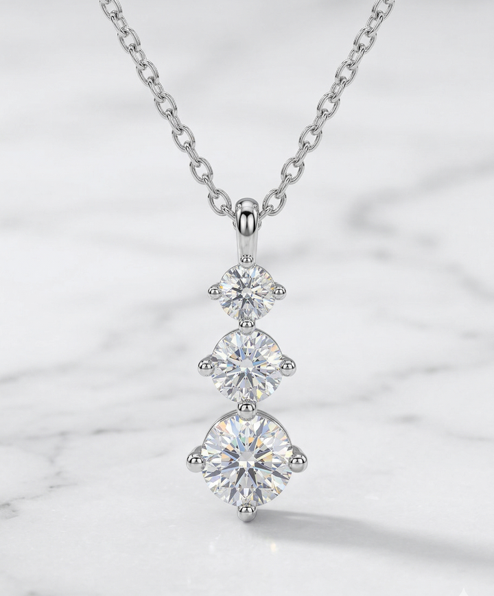 Silver Three Solitaire Pendant