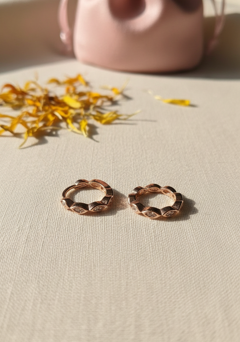 Silver Petal Hoops (Rosegold)