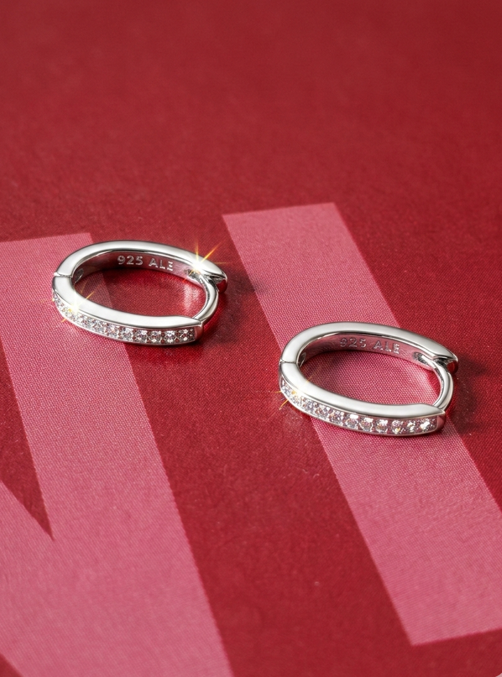 Silver Oval Hoop Earrings