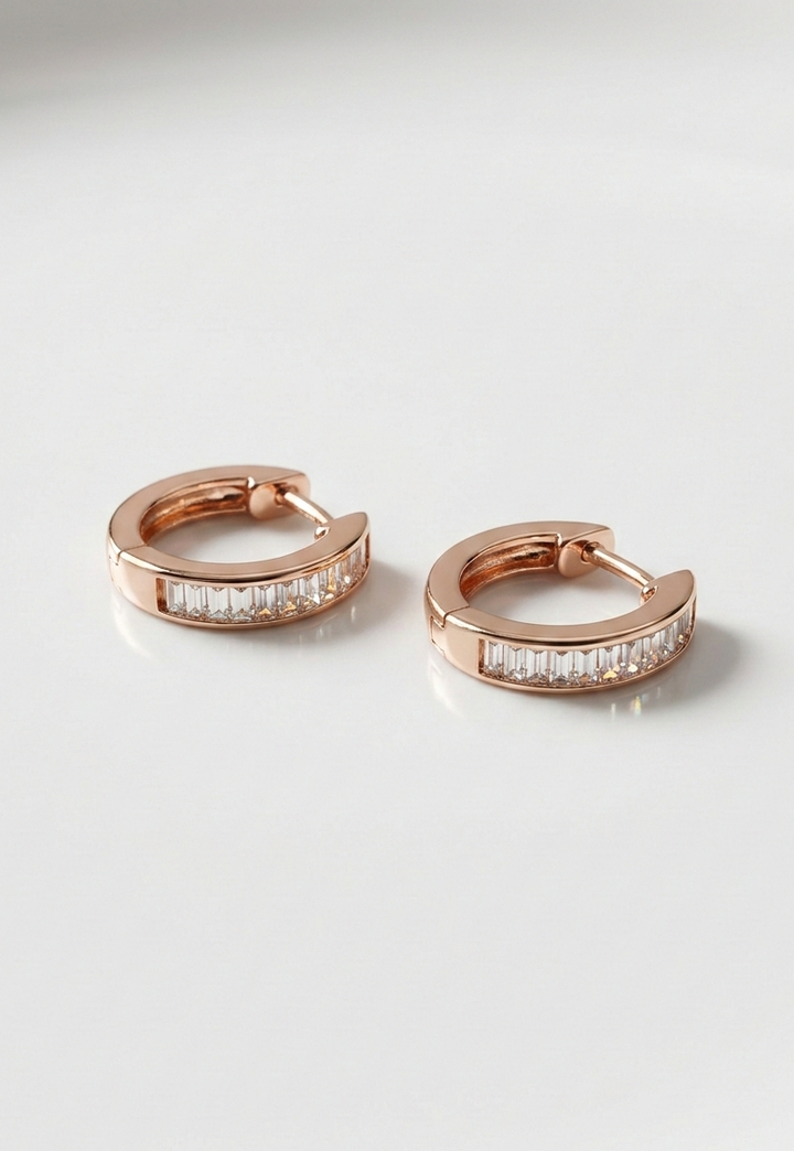 Silver Mozo Hoop Earrings (Rosegold)