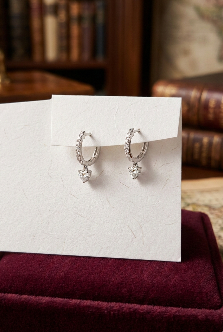 Silver Hanging Hoop Earrings