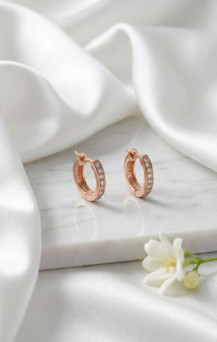Silver Mini Hoop Earrings (Rosegold)