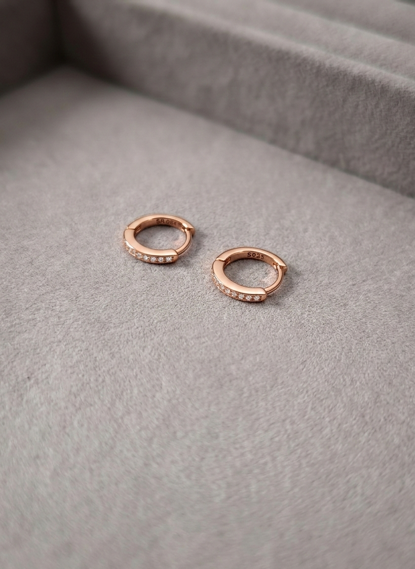 Silver Mini Hoop Earrings (Rosegold)