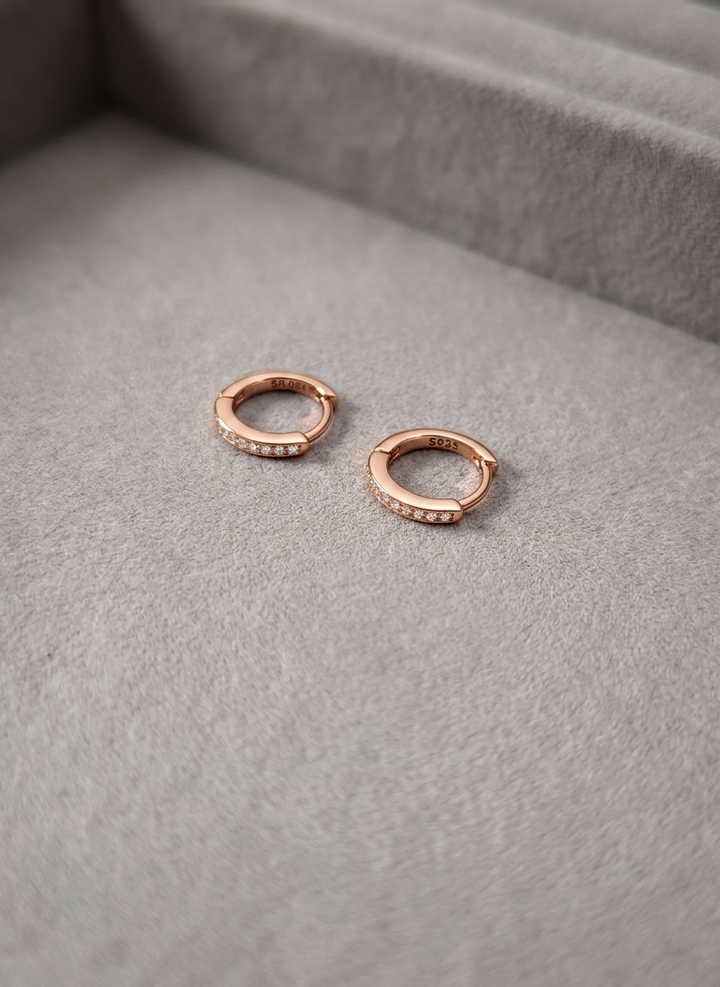 Silver Mini Hoop Earrings (Rosegold)