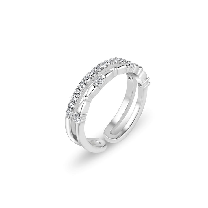 Quene Silver Double Layered Ring