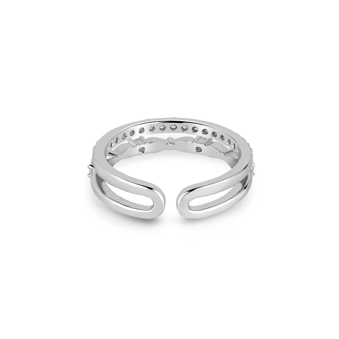 Quene Silver Double Layered Ring