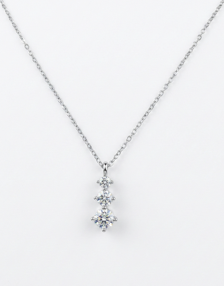 Silver Three Solitaire Pendant