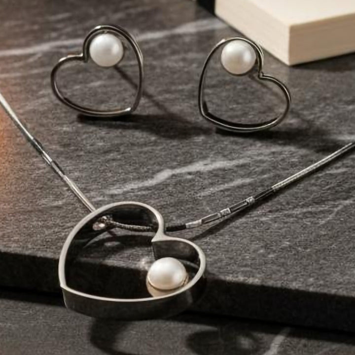Black Silver Heart Set