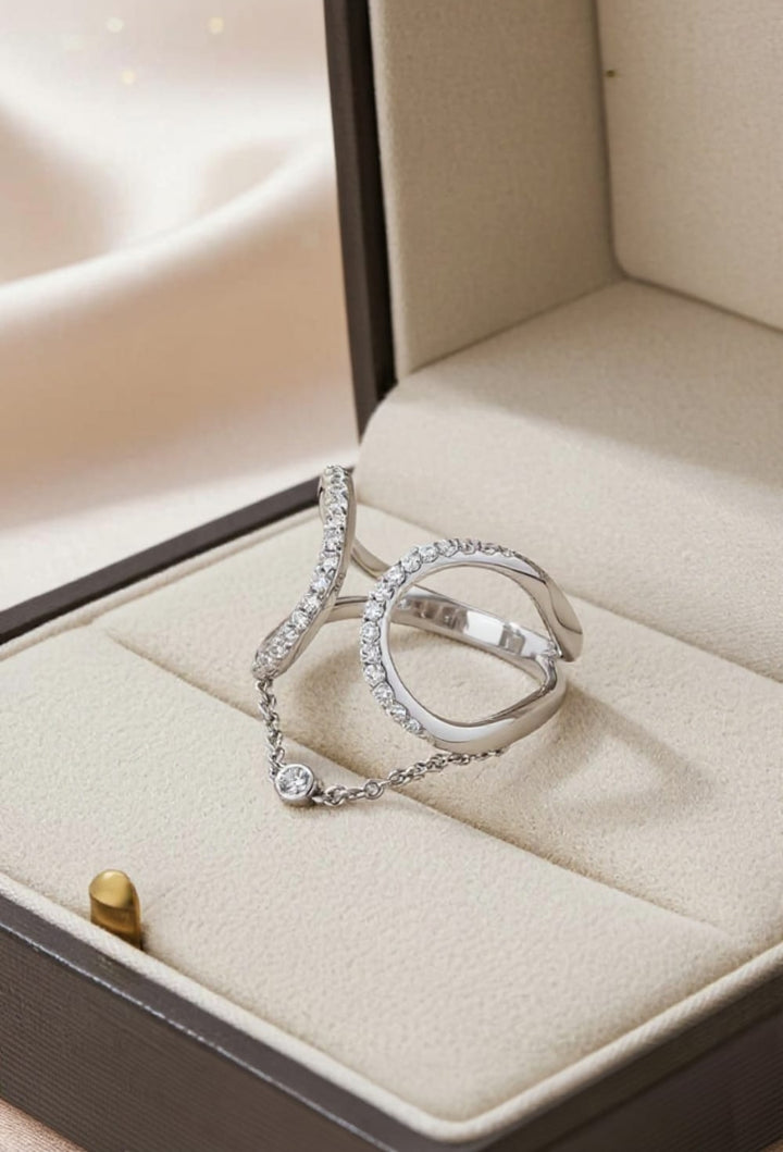 Silver Hanging Diamond Ring