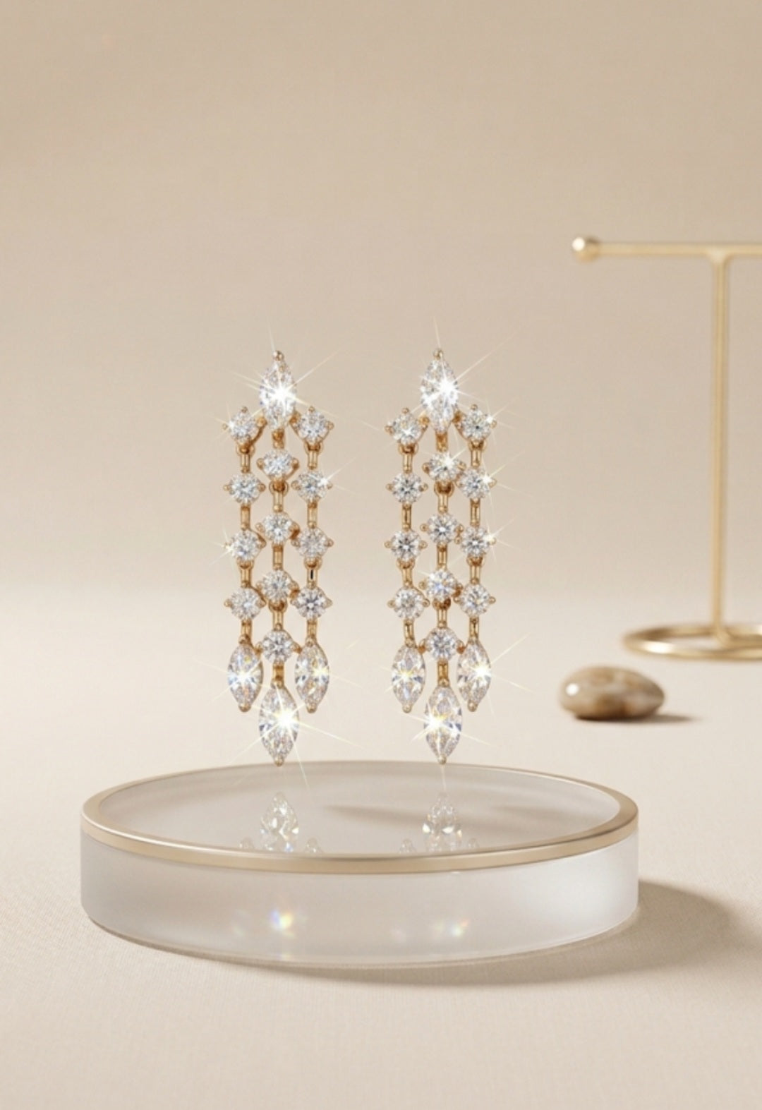 Silver 925 Luxe Hanging Earrings (Rosegold)
