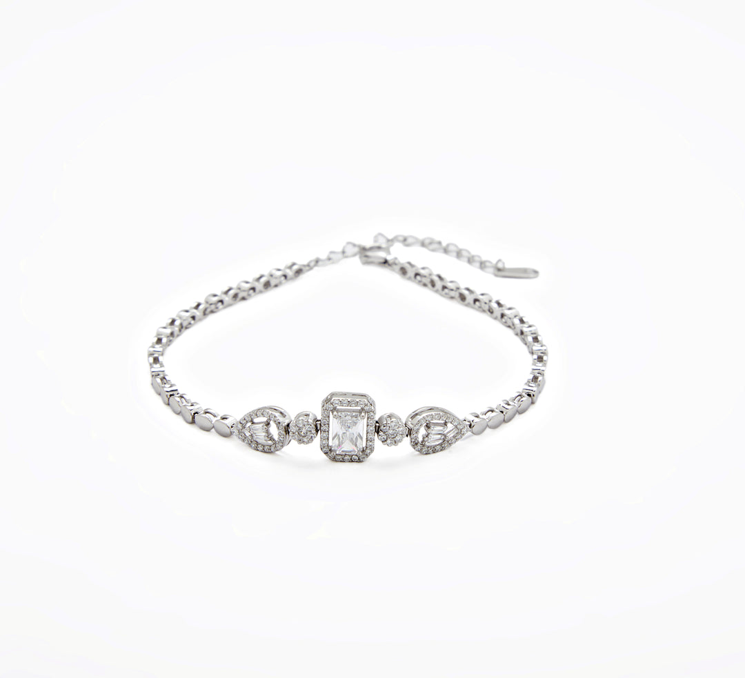 Sterling Silver Crystal Cut Bracelet