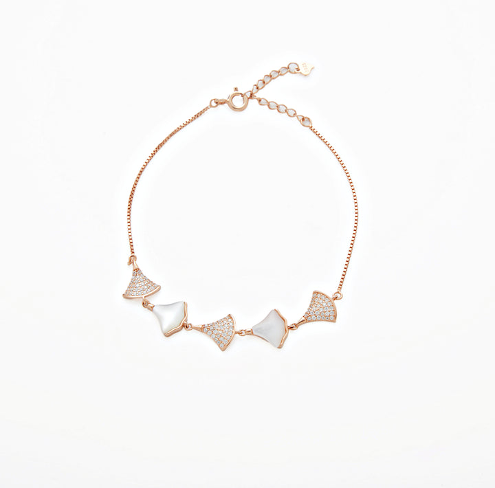 Sterling Silver Five Petals Bracelet (Rosegold)