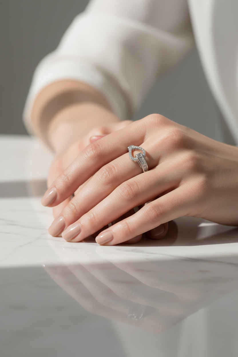 Sterling Silver Cross Stone Ring