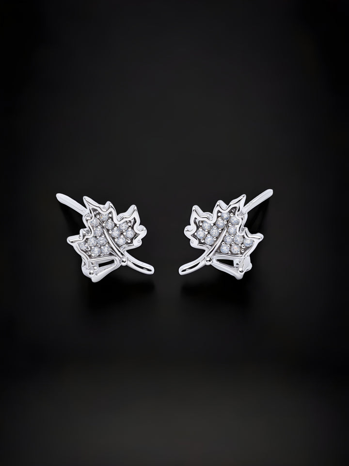 Maple Leaf Silver Stud Earrings