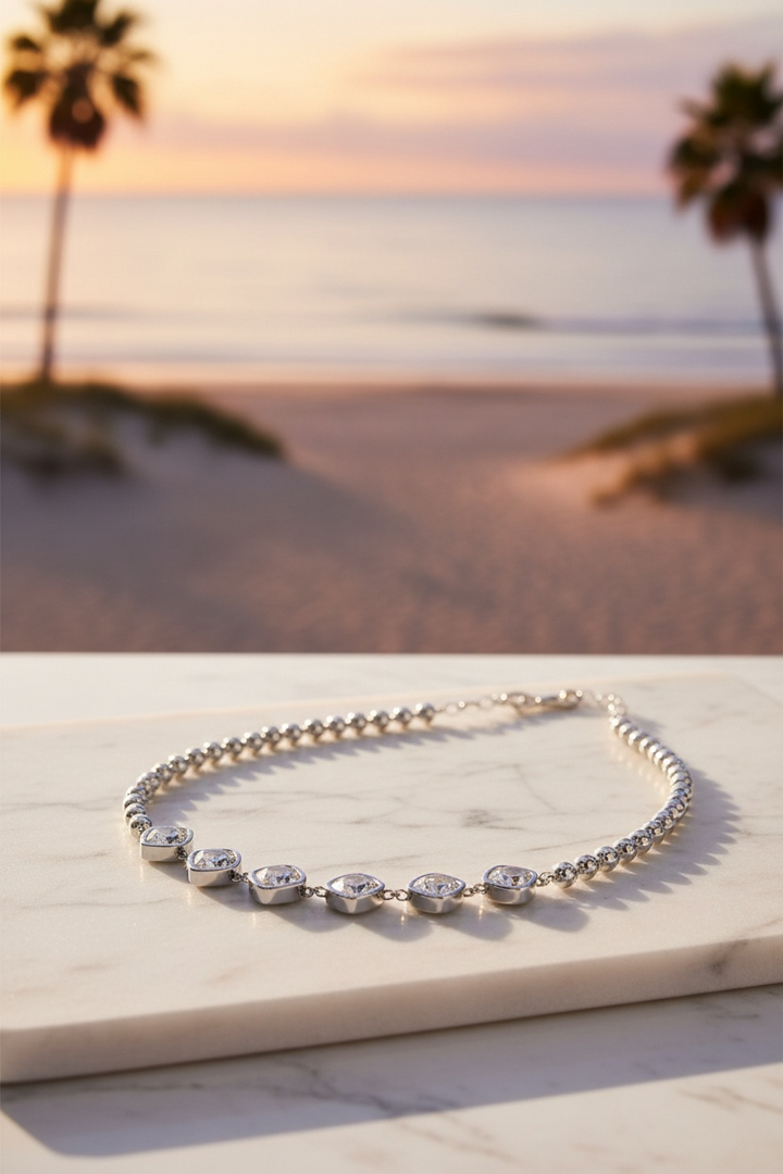 Sterling Silver Squary Stone Bracelet