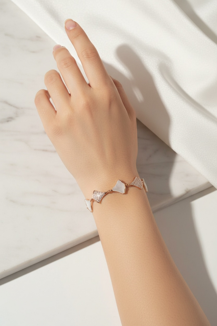 Sterling Silver Five Petals Bracelet (Rosegold)