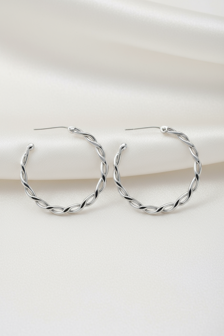 Silver Big Twist Earrings
