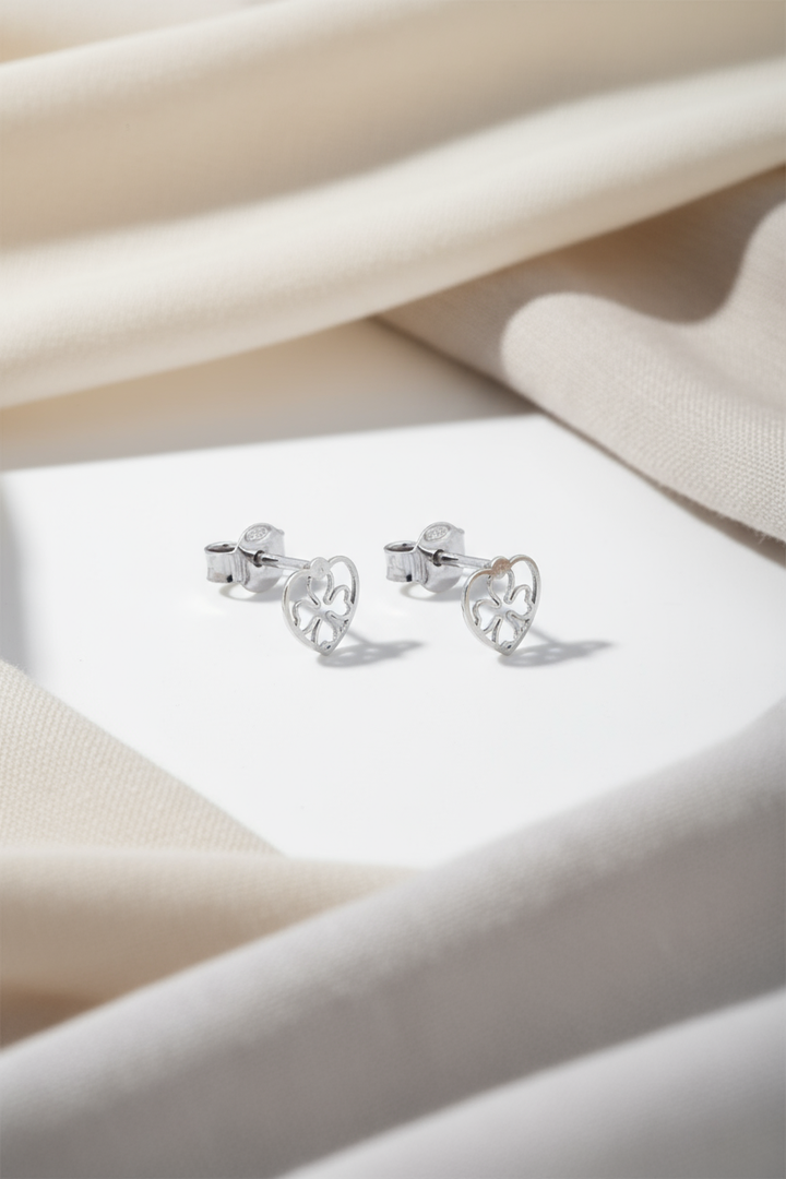 Silver Floral Heart Earrings