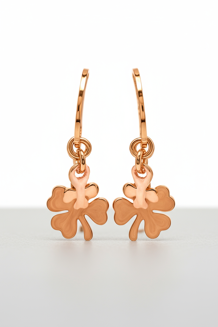 Silver Clover Earrings (Rosegold)