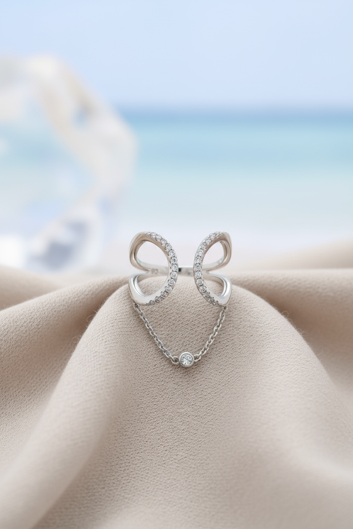 Silver Hanging Diamond Ring
