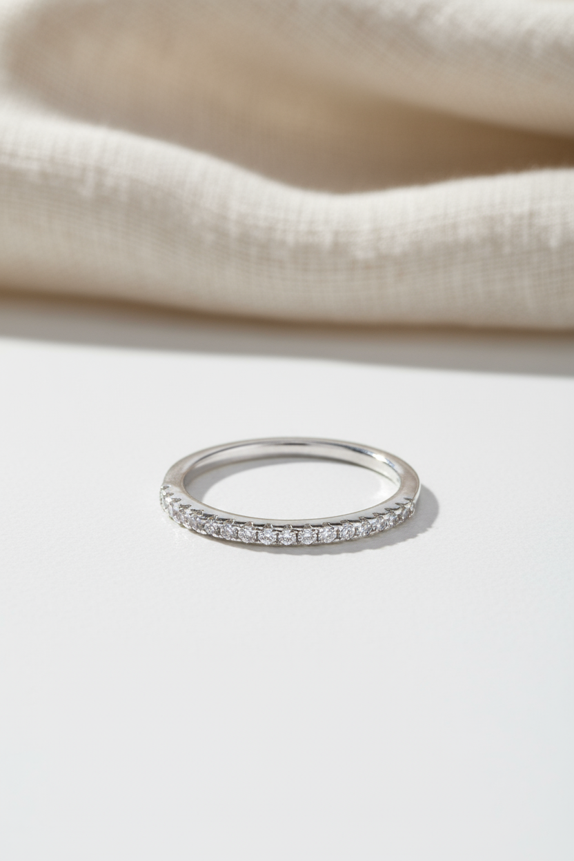 Silver Zirconia Studded Band Ring