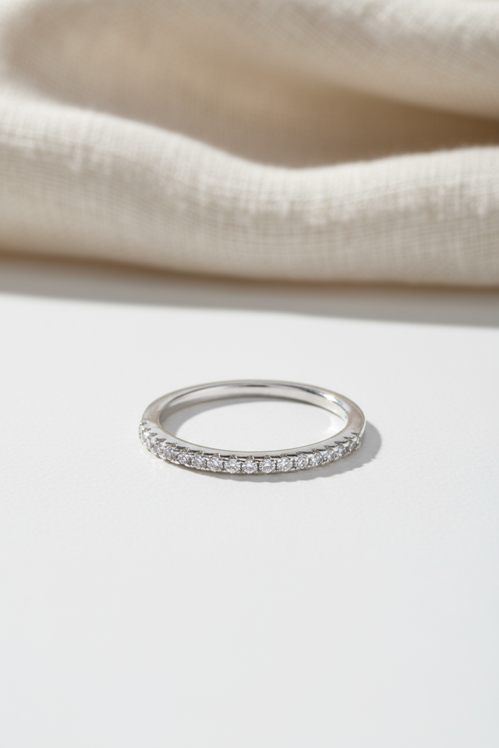 Silver Zirconia Studded Band Ring