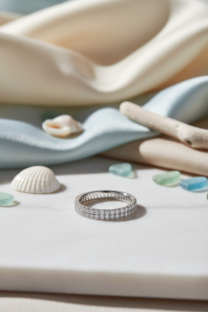 Silver Zirconia Studded Band Ring