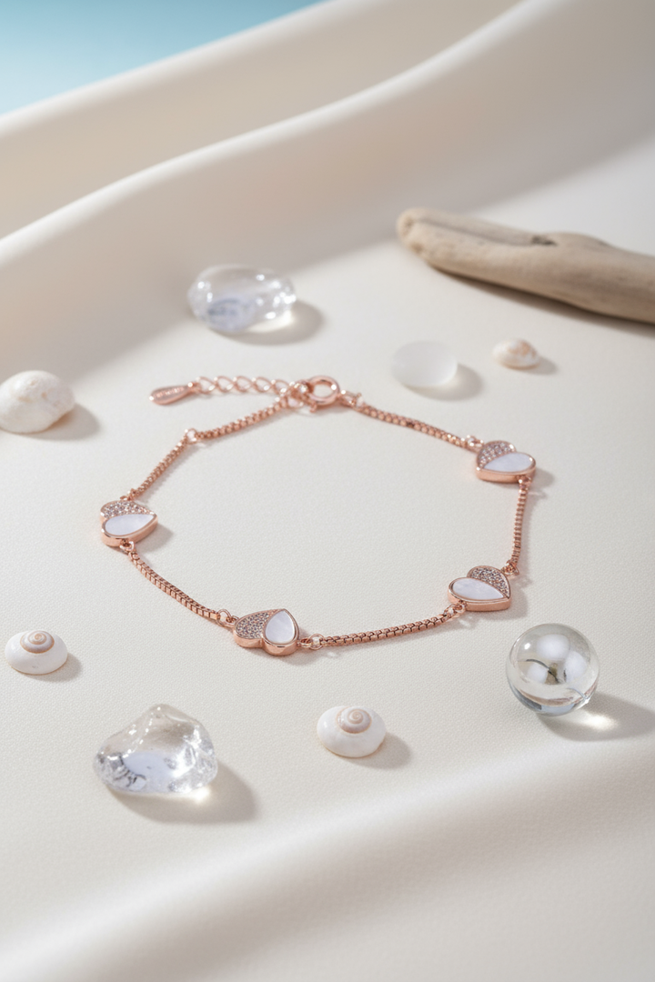 Silver Heart Bracelet (Rosegold)