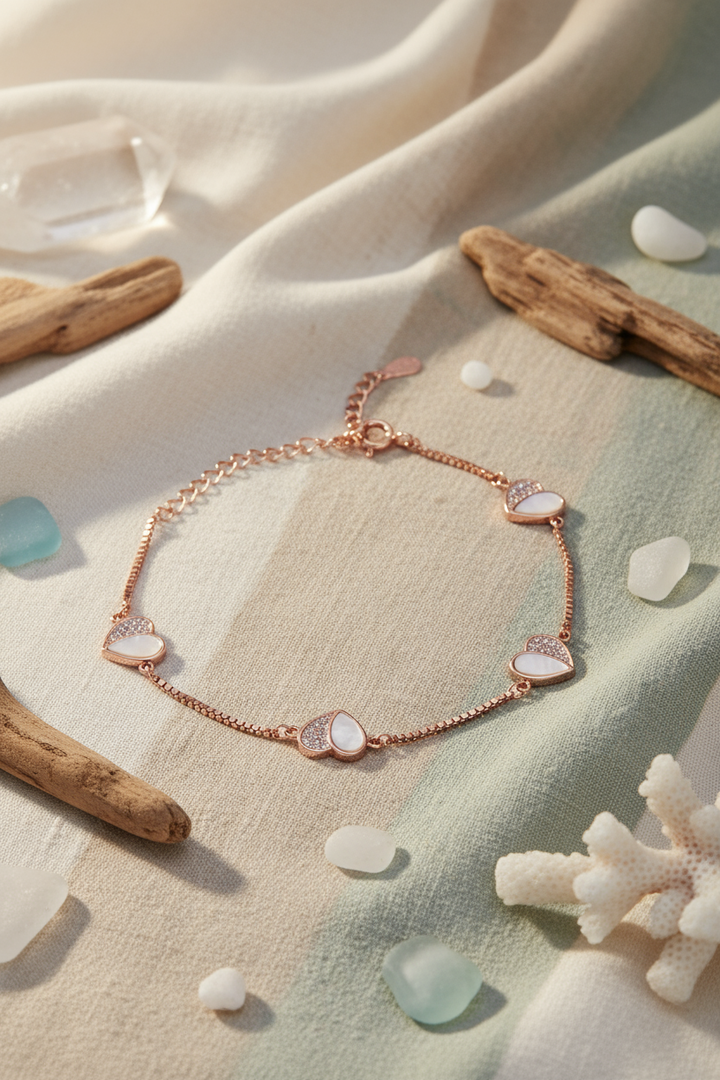 Silver Heart Bracelet (Rosegold)