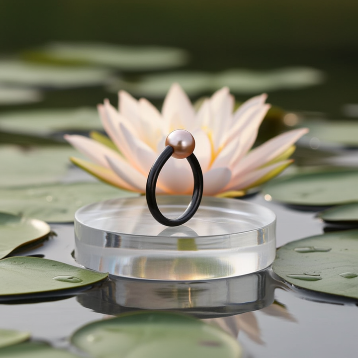 Black Silver Pearl Ring