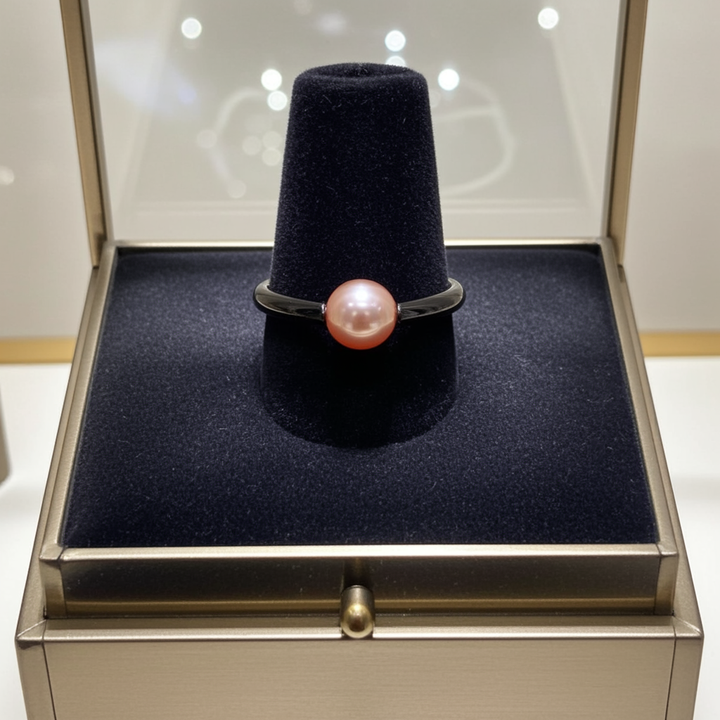 Black Silver Pearl Ring