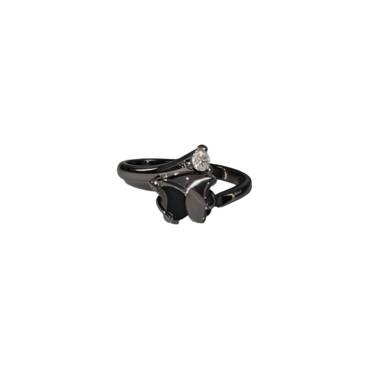 Black Silver Butterfly Ring