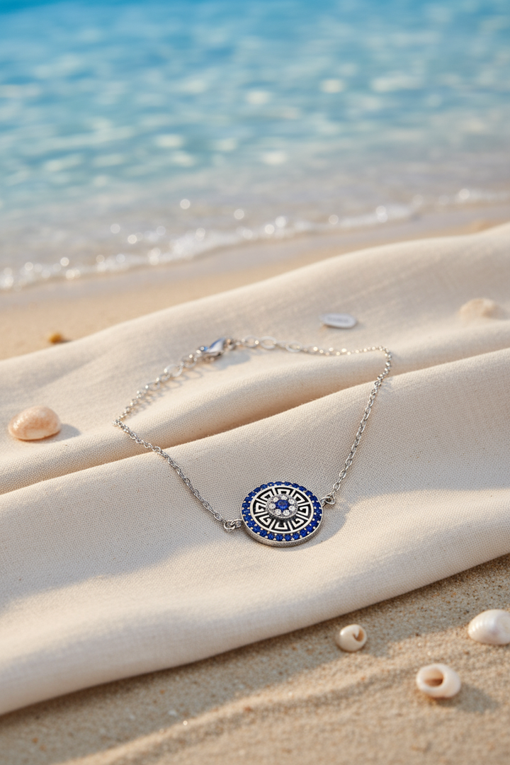 Silver Blue Bracelet - Evil Eye