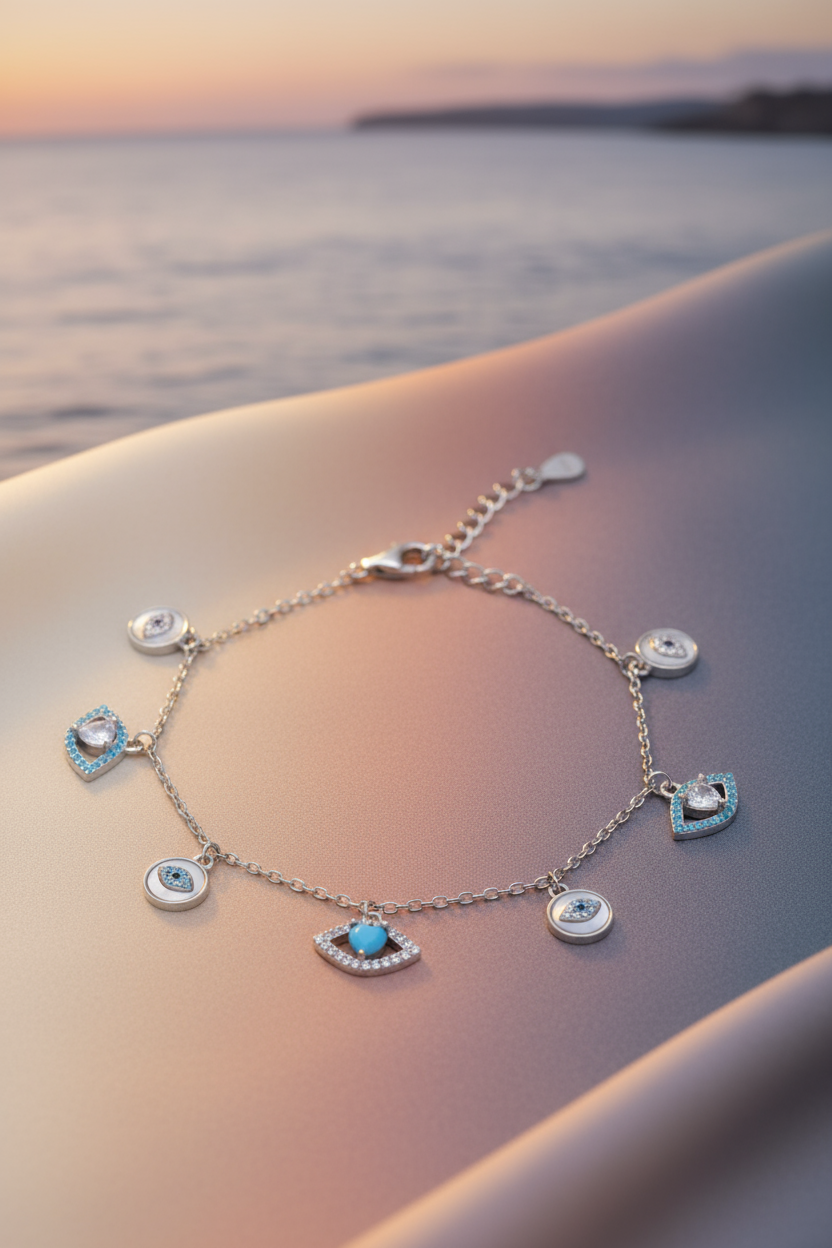 Silver Dua Bracelet - Evil Eye