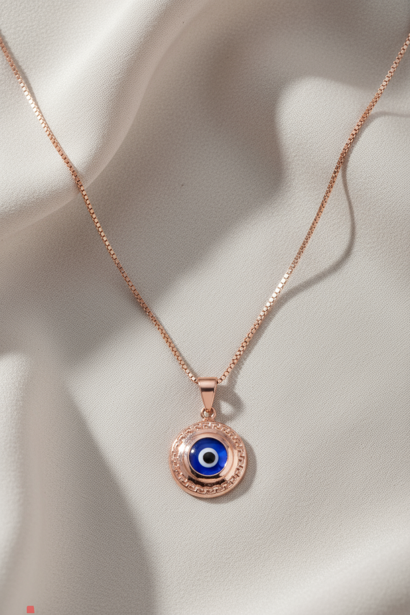 Silver Mozo Evil Eye Pendant (Rosegold)