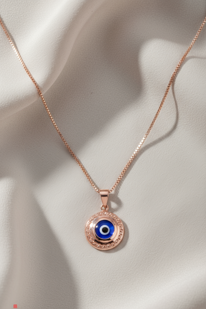 Silver Mozo Evil Eye Pendant (Rosegold)