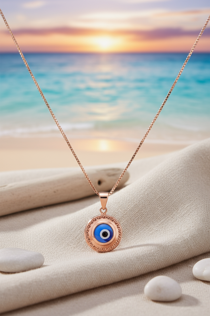 Silver Mozo Evil Eye Pendant (Rosegold)