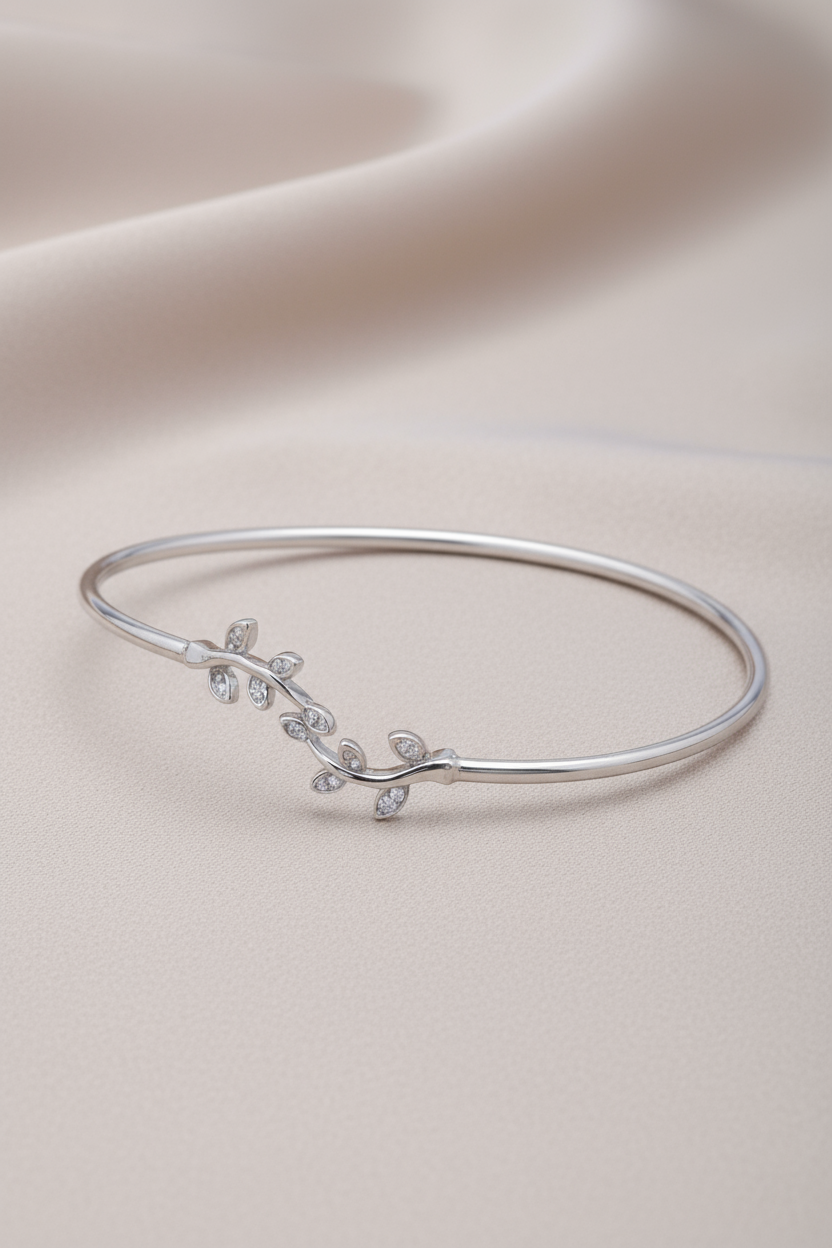 Silver Connected Leaves Bracelet