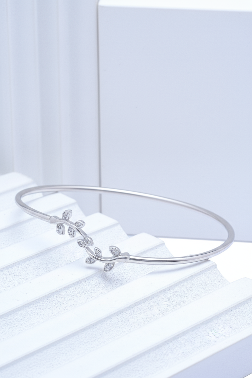 Silver Connected Leaves Bracelet