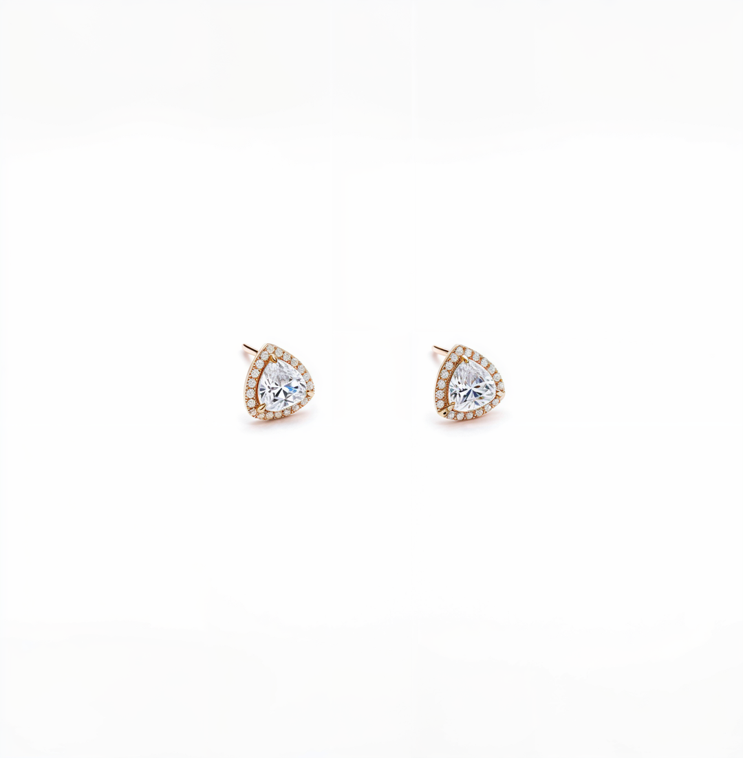 Trillion Beauty Rosy Silver Stud Earrings