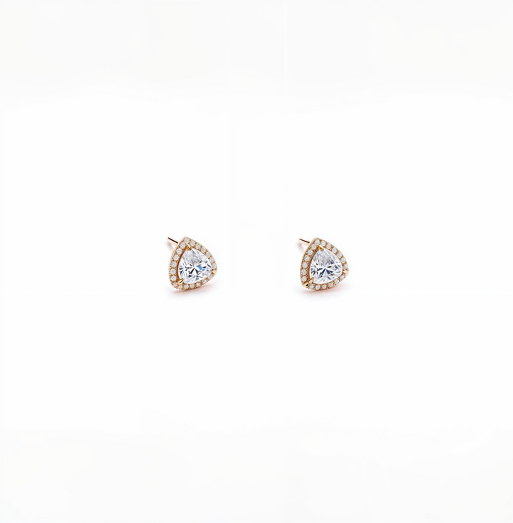 Trillion Beauty Rosy Silver Stud Earrings