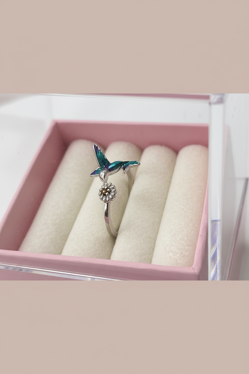 Silver Teal Fish Ring