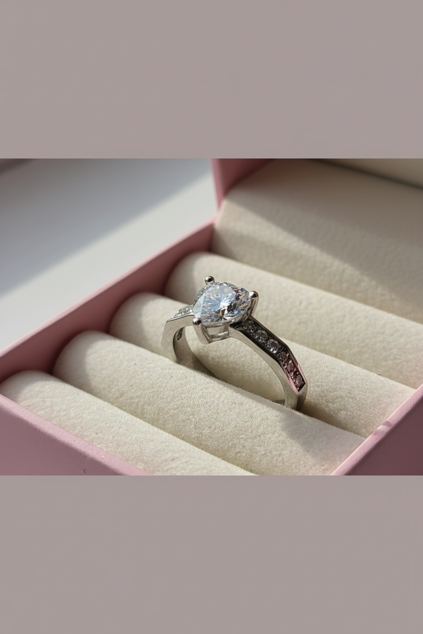 Silver B-Heart Ring